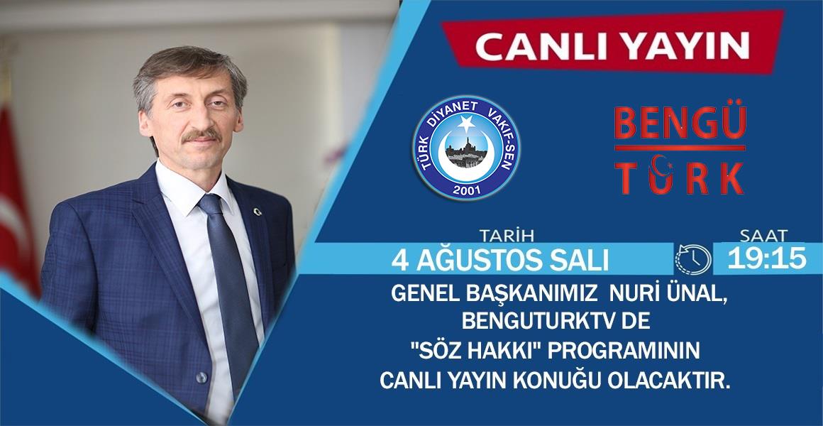 GENEL BAŞKANIMIZ BENGÜTÜRK TV`NİN CANLI YAYIN KONUĞU OLUYOR
